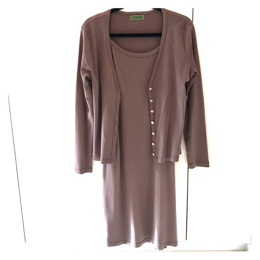 Vintage Midi Dress Cardigan Set